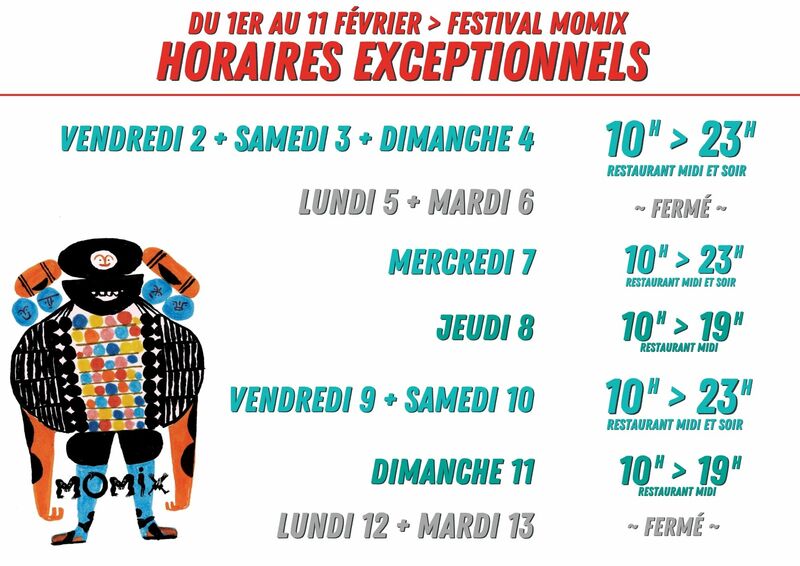 Horaires Momix 2024