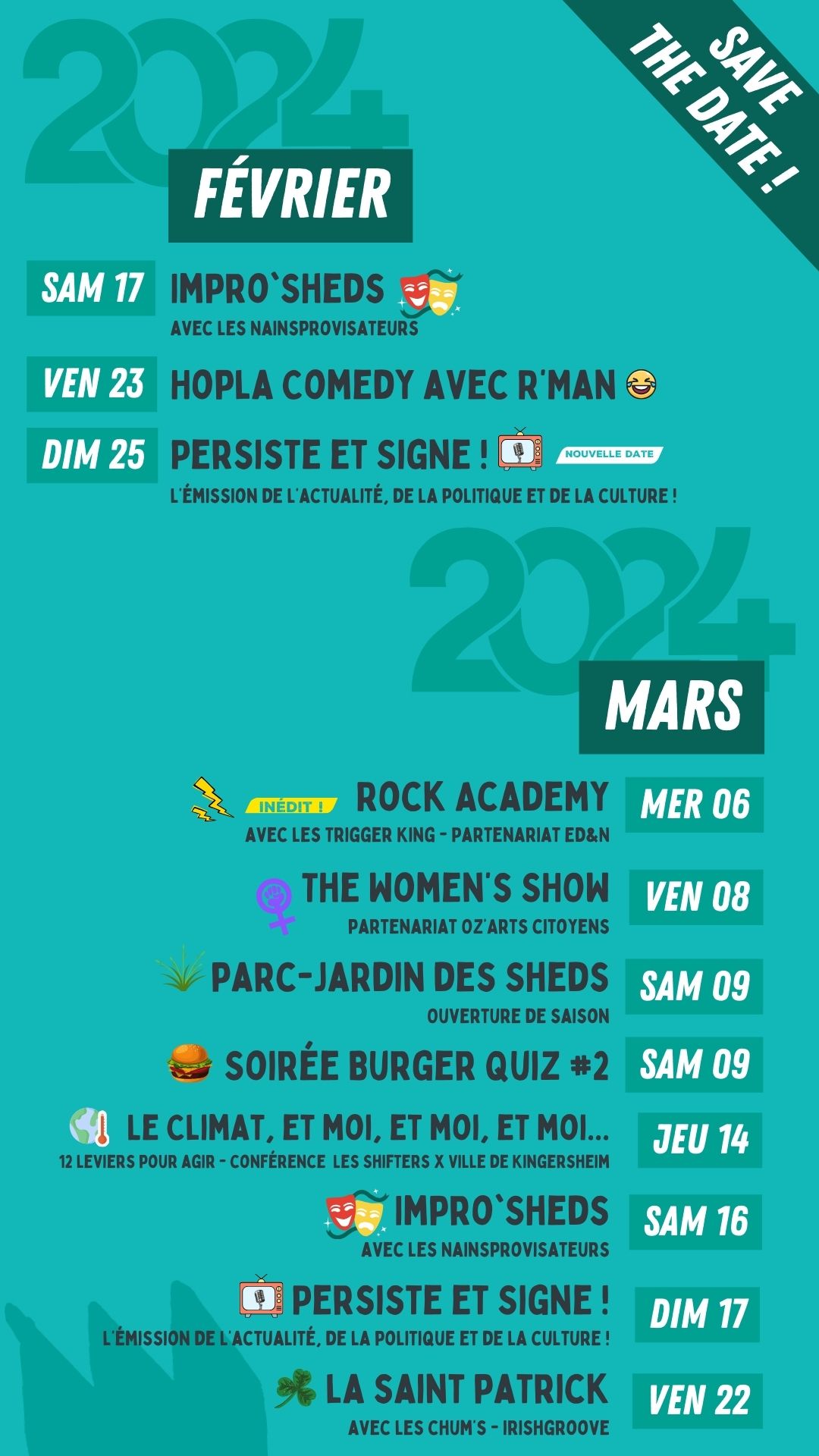Save the date : Février 2024 · Mars 2024