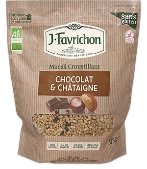 Muesli Croustillant : Chocolat & châtaigne Favrichon 375g